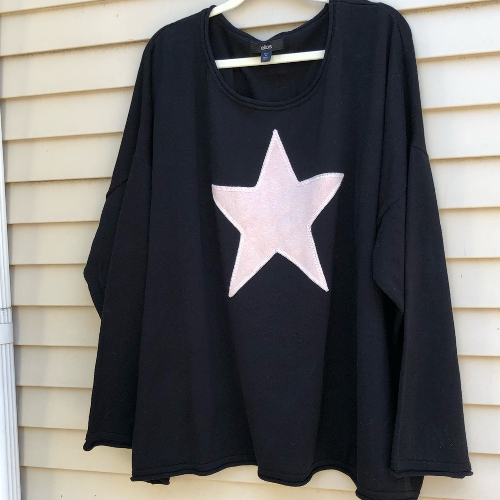 Black long sleeved sweater with Light Pink Star